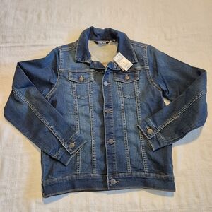 Lands' End girls or boys Medium or 10-12 stretchy jean jacket, Indigo blue NWT